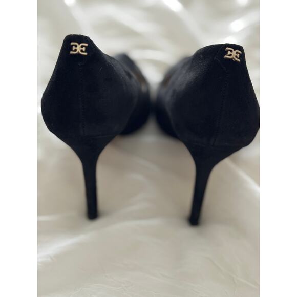 Black Suede Slingback Heels Mary Jane Strap Sz 8.5 - Picture 3 of 9